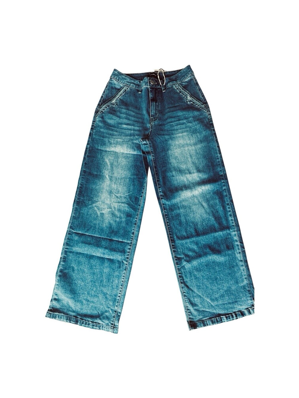 Flamingals Women's High Rise Wide Leg Blue Jeans  Med. Wash Size M NWT